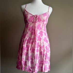 Women’s Extra Small Pink Floral Mini Dress with Spaghetti Straps